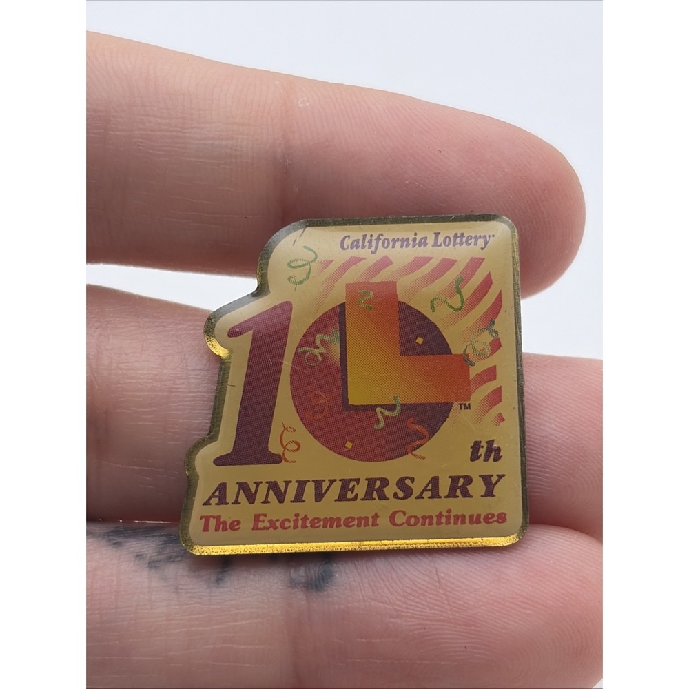 California Lottery 10th Anniversary The Excitement Continues Lapel Hat Pin